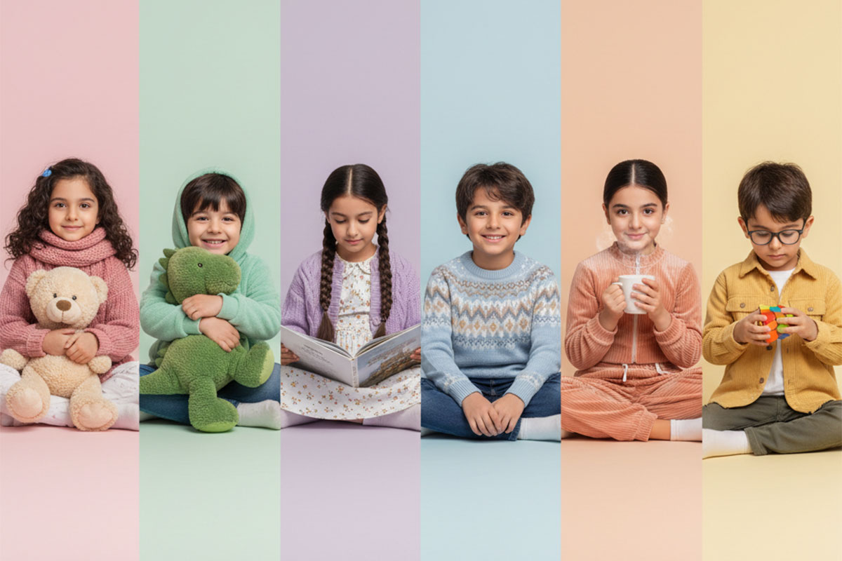 Kids wearing colorful clothes