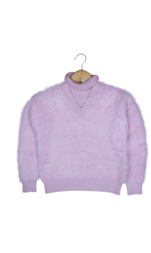 Soft Knit Lilac Pink Sweater for Girls Winter Wear